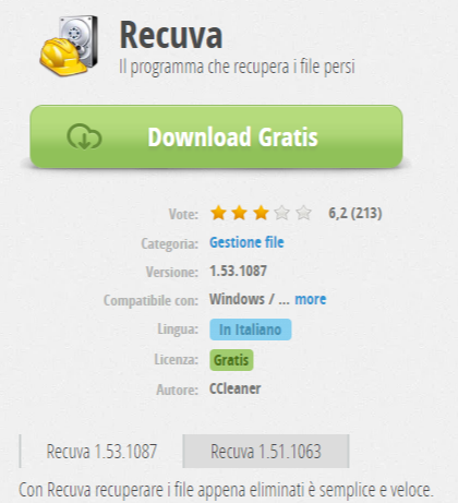 Recuva download free: programma per recuperare file cancellati