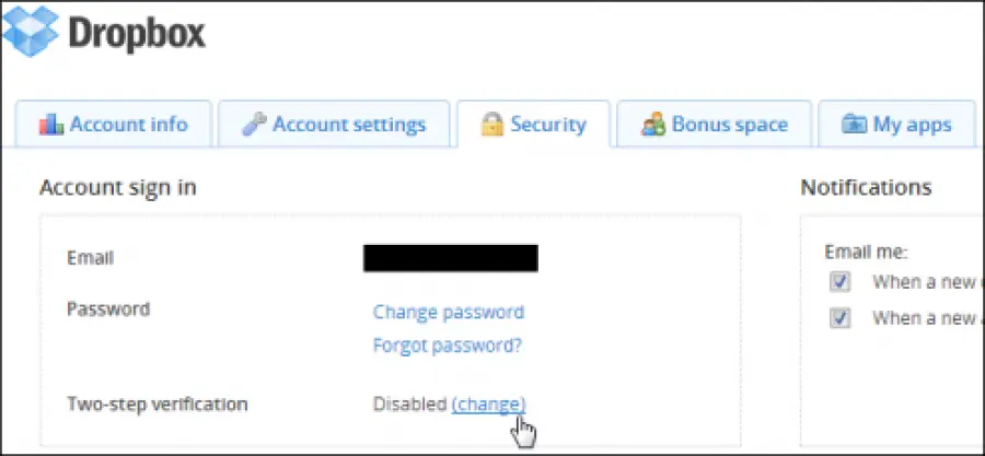 Come rendere sicuro Dropbox account