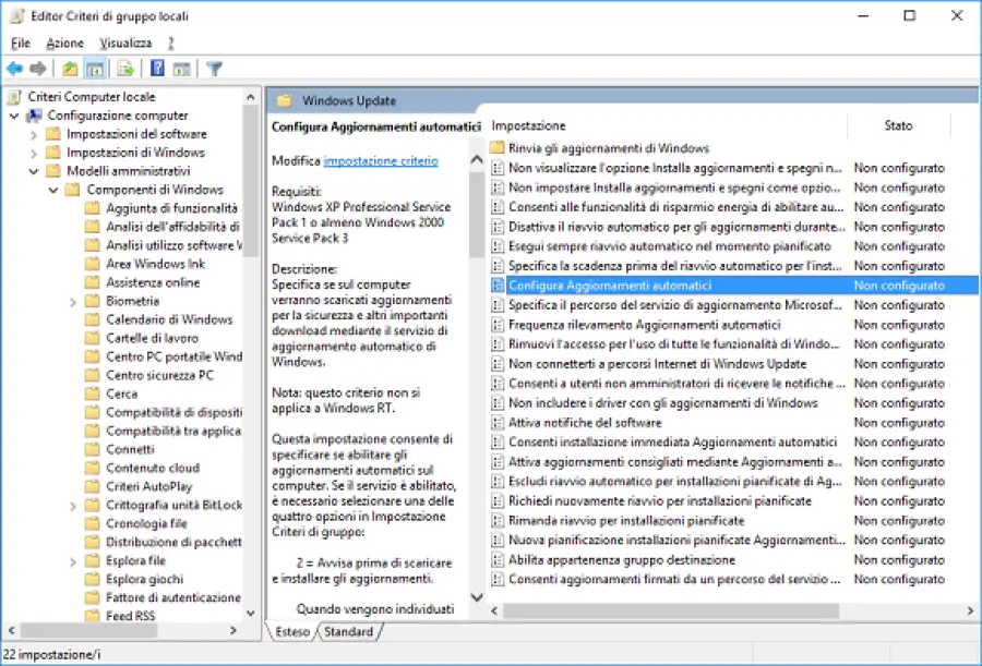 Bloccare aggiornamenti Windows 10