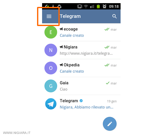 Come aprire un canale Telegram su Android